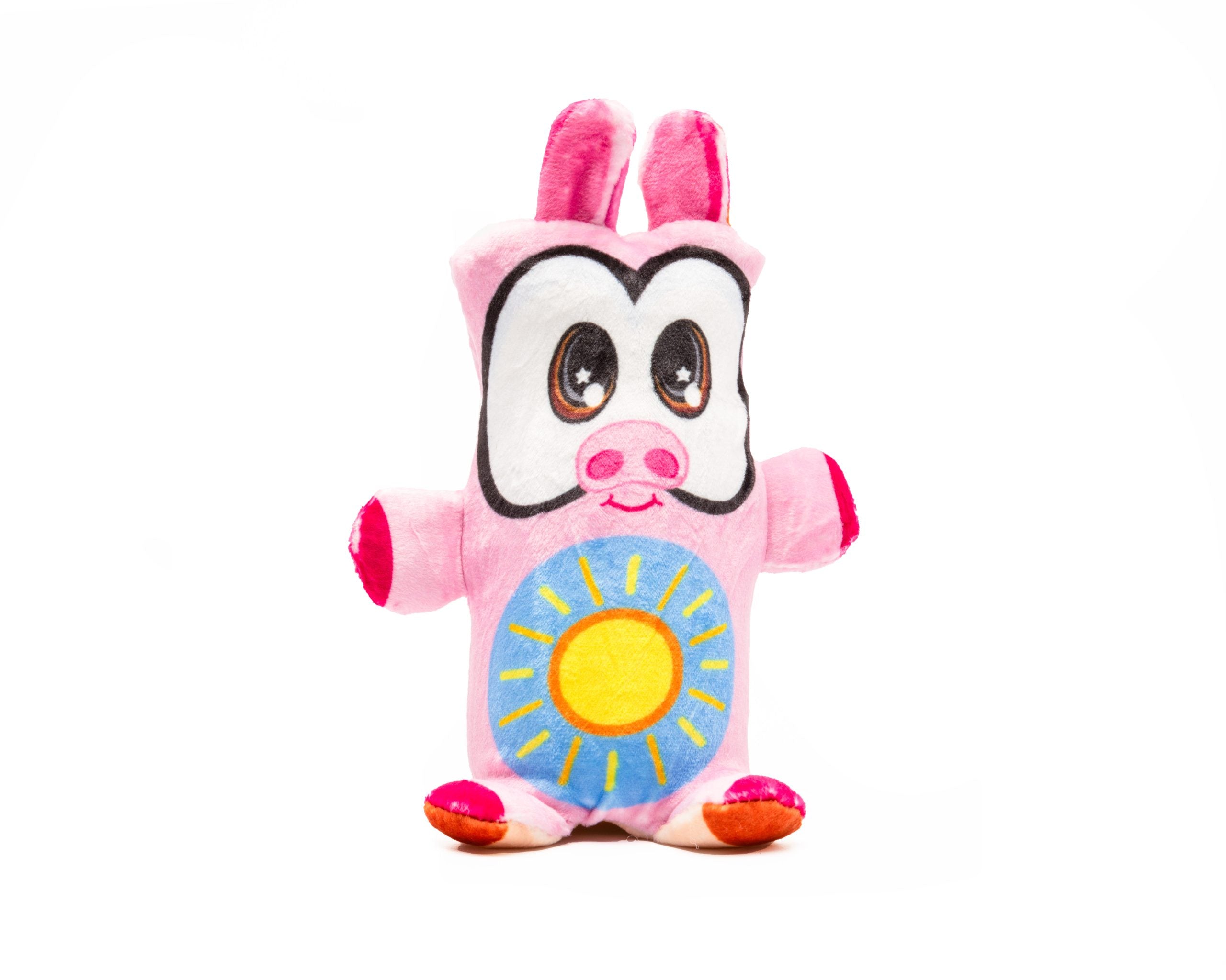 Pluszak Flipzers seria 2 od Yamann w różowym kolorze z motywem słońca na brzuchu