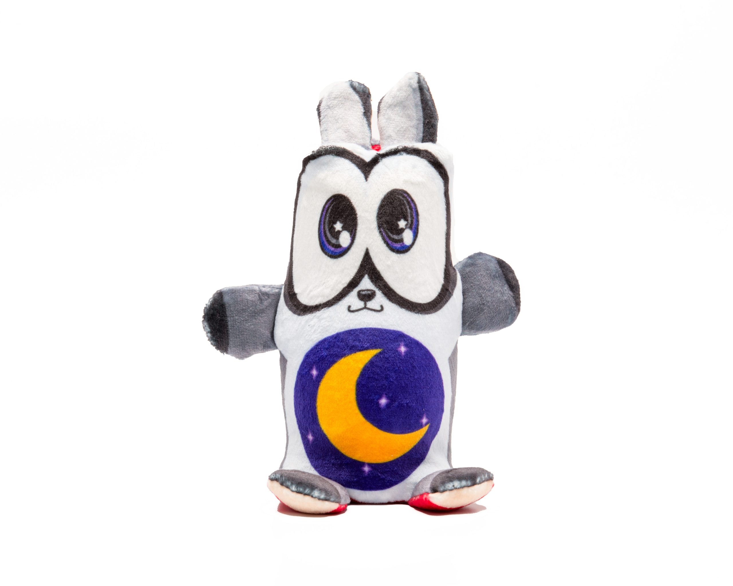 Pluszak Flipzers seria 2 królik w białym i szarym kolorze z motywem księżyca na brzuchu