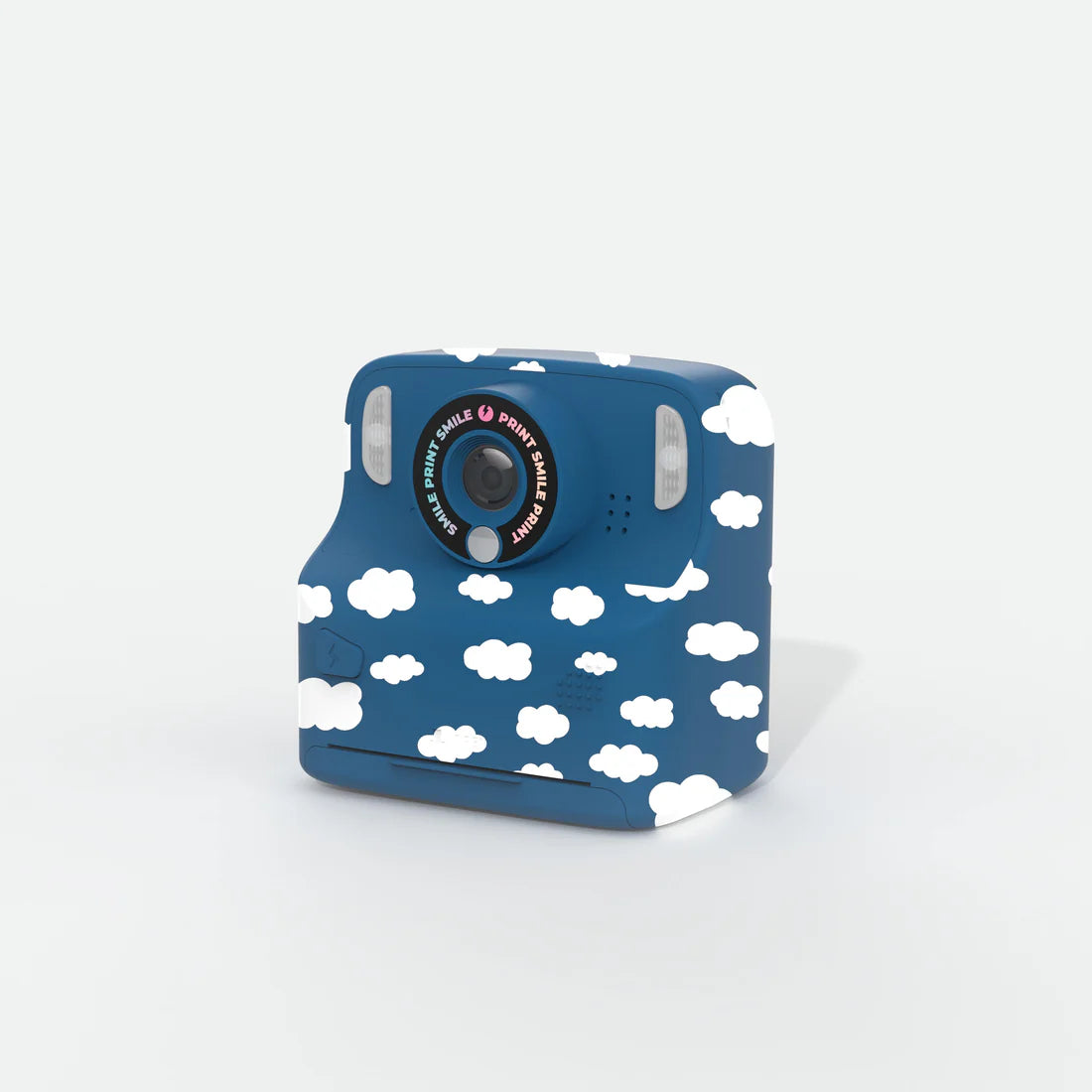Aparat cyfrowy z drukarką Yamann w niebieskim etui z białymi chmurami do natychmiastowego druku zdjęć