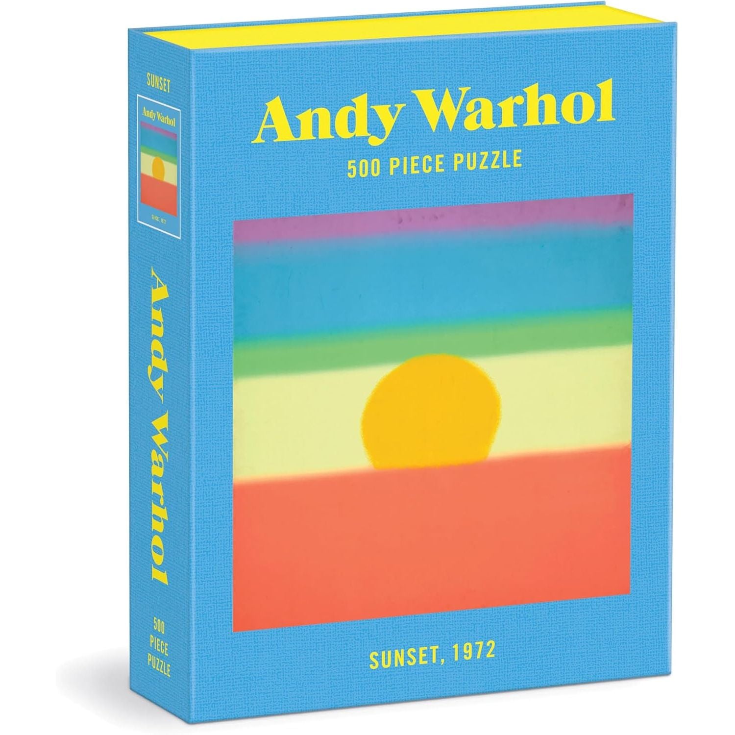 puzzle Andy Warhol 500 elementów z grafiką Sunset 1972 w niebieskim opakowaniu Galison