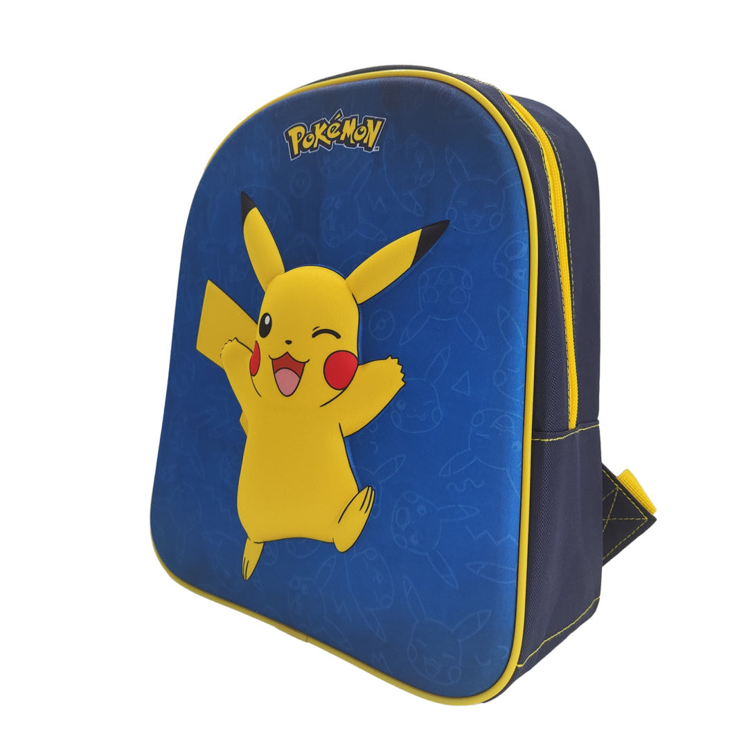 Plecak Pokémon dla dzieci z wizerunkiem Pikachu na niebieskim tle i żółtymi akcentami