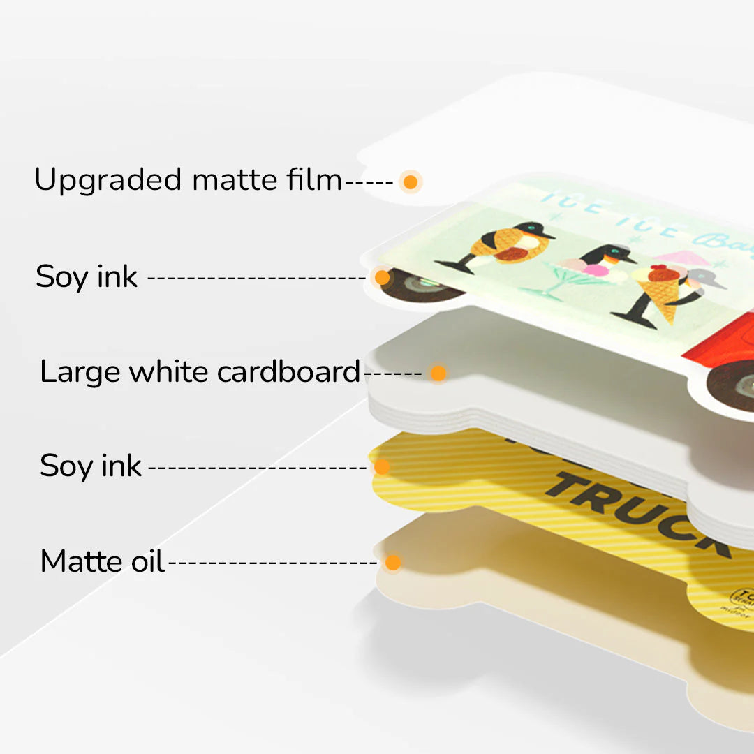 Pierwsze puzzle dla dzieci pojazdy z matową powłoką i atramentem sojowym na dużym białym kartonie