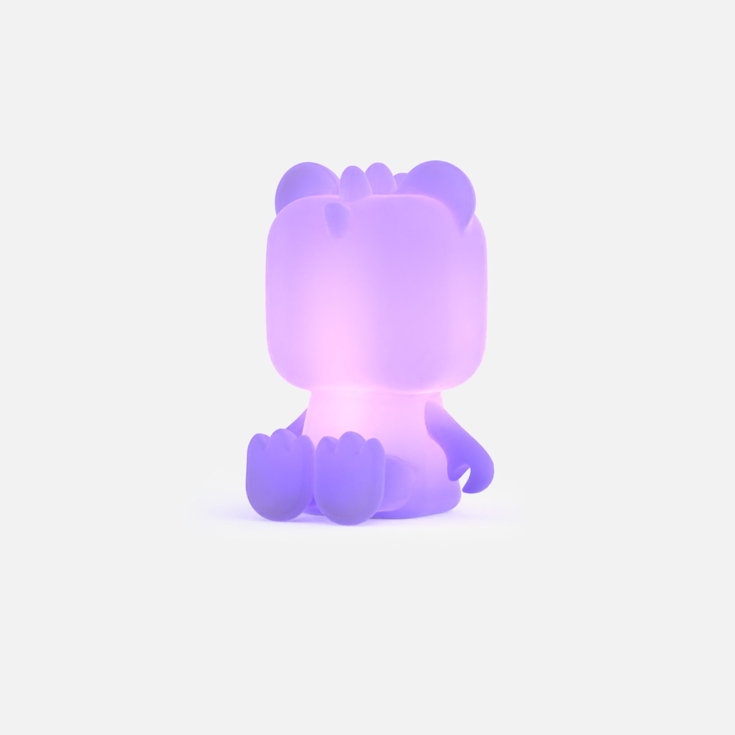 Lampka nocna dinozaur w fioletowym kolorze świecąca miękkim światłem od WABOBA AB