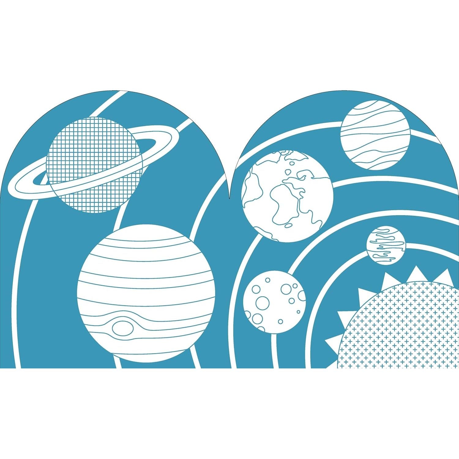 Kolorowanka kosmos dla dzieci z planetami i orbitami do kreatywnego malowania