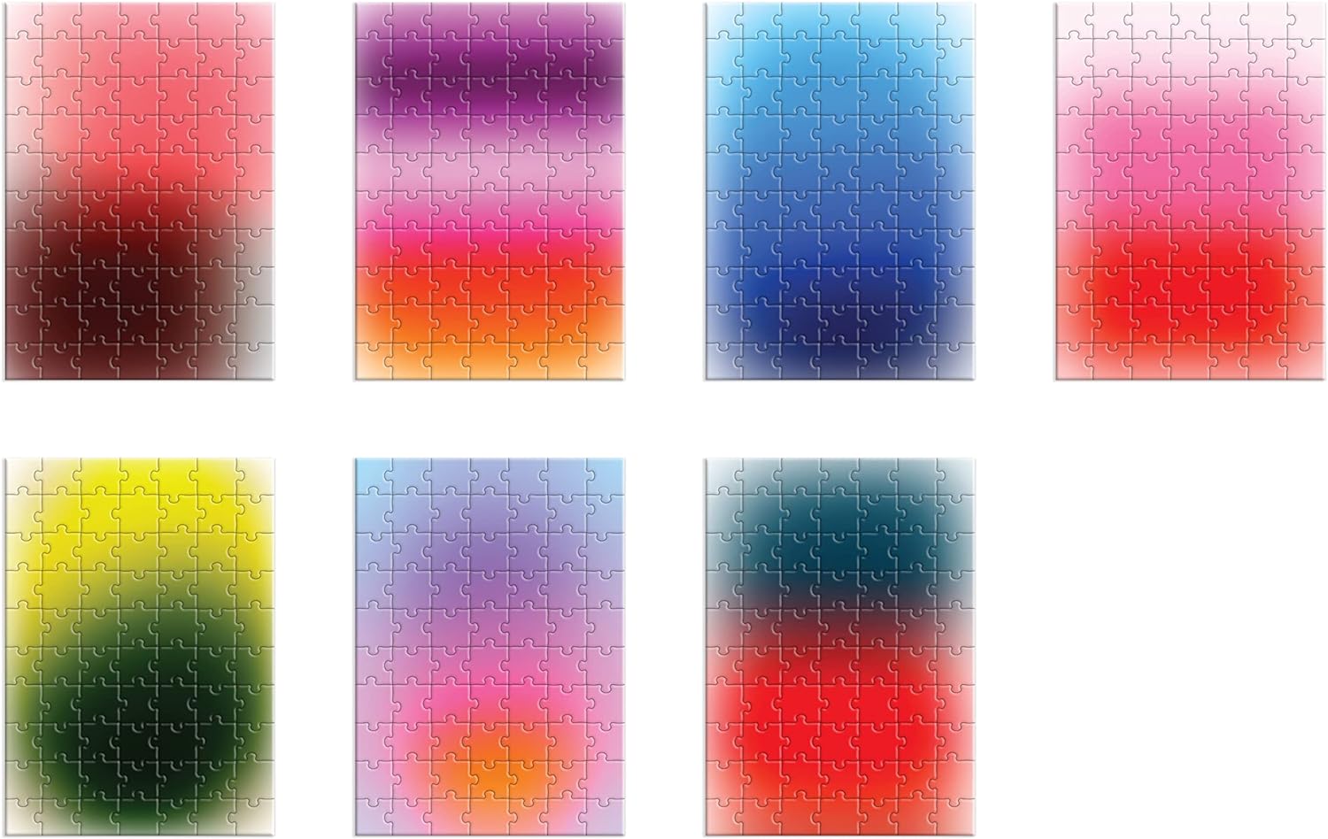 Puzzle mindfulness 500 elementów Galison z abstrakcyjnymi kolorowymi wzorami rozłożone na białym tle