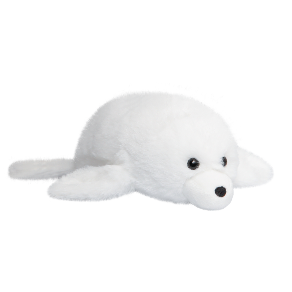 Biały pluszak foka Wild Planet miękki i puszysty z dużymi oczami i długimi płetwami