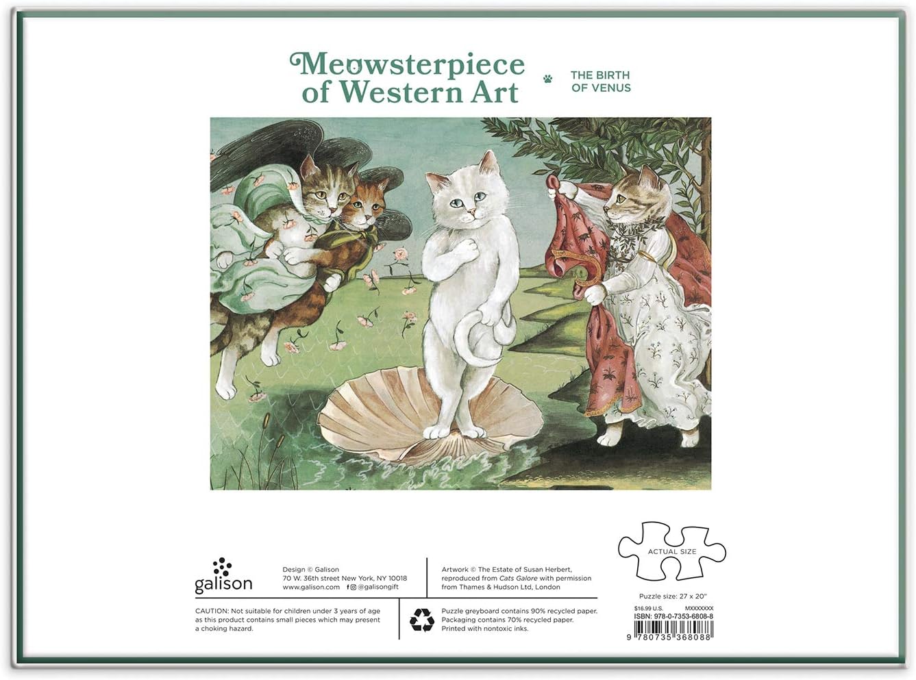 Puzzle Galison Birth of Venus 1000 elementów z motywem kotów inspirowanych słynnym dziełem sztuki