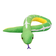 pluszak boa zielony z żółtym brzuchem i fioletowym językiem od Wild Planet na czarnym tle