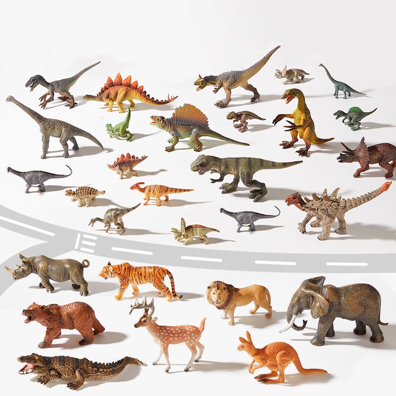 Zestaw figurek dzikich zwierząt dla dzieci z realistycznymi plastikowymi dinozaurami i ssakami