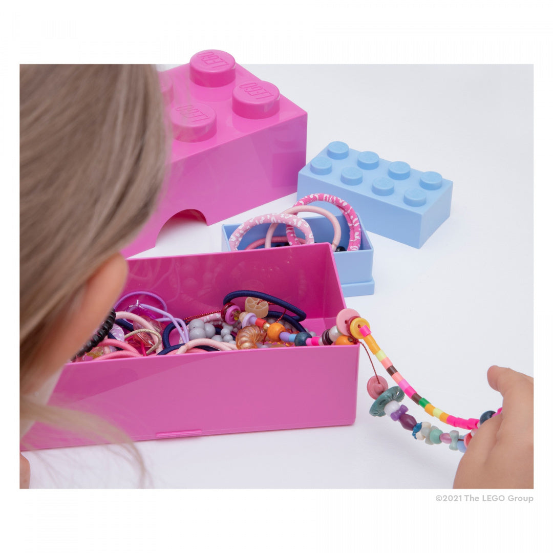 Lunchbox klocek LEGO różowy do przechowywania biżuterii i akcesoriów dziecięcych