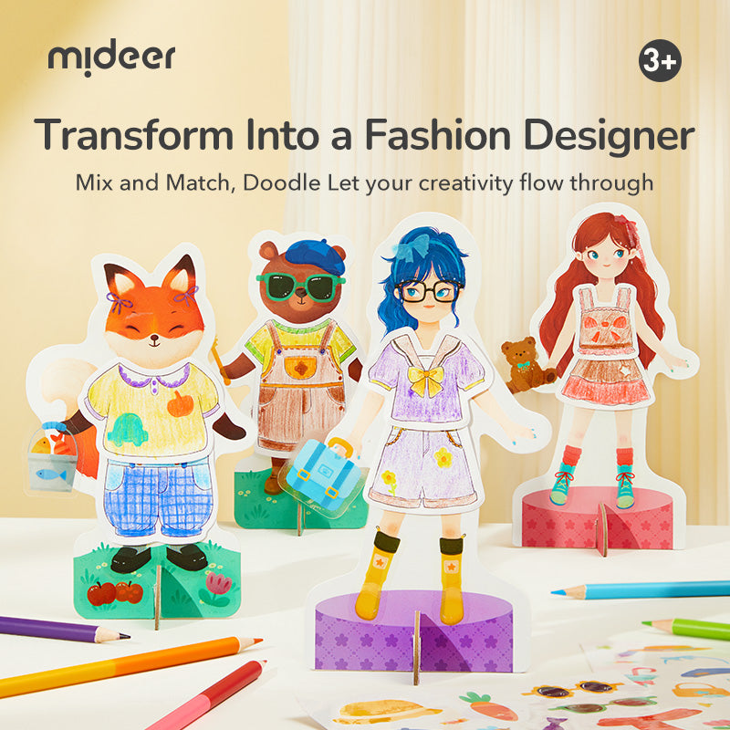 Kolorowanka i przebieranka dla dzieci z postaciami zwierząt i ludzi do kreatywnej zabawy