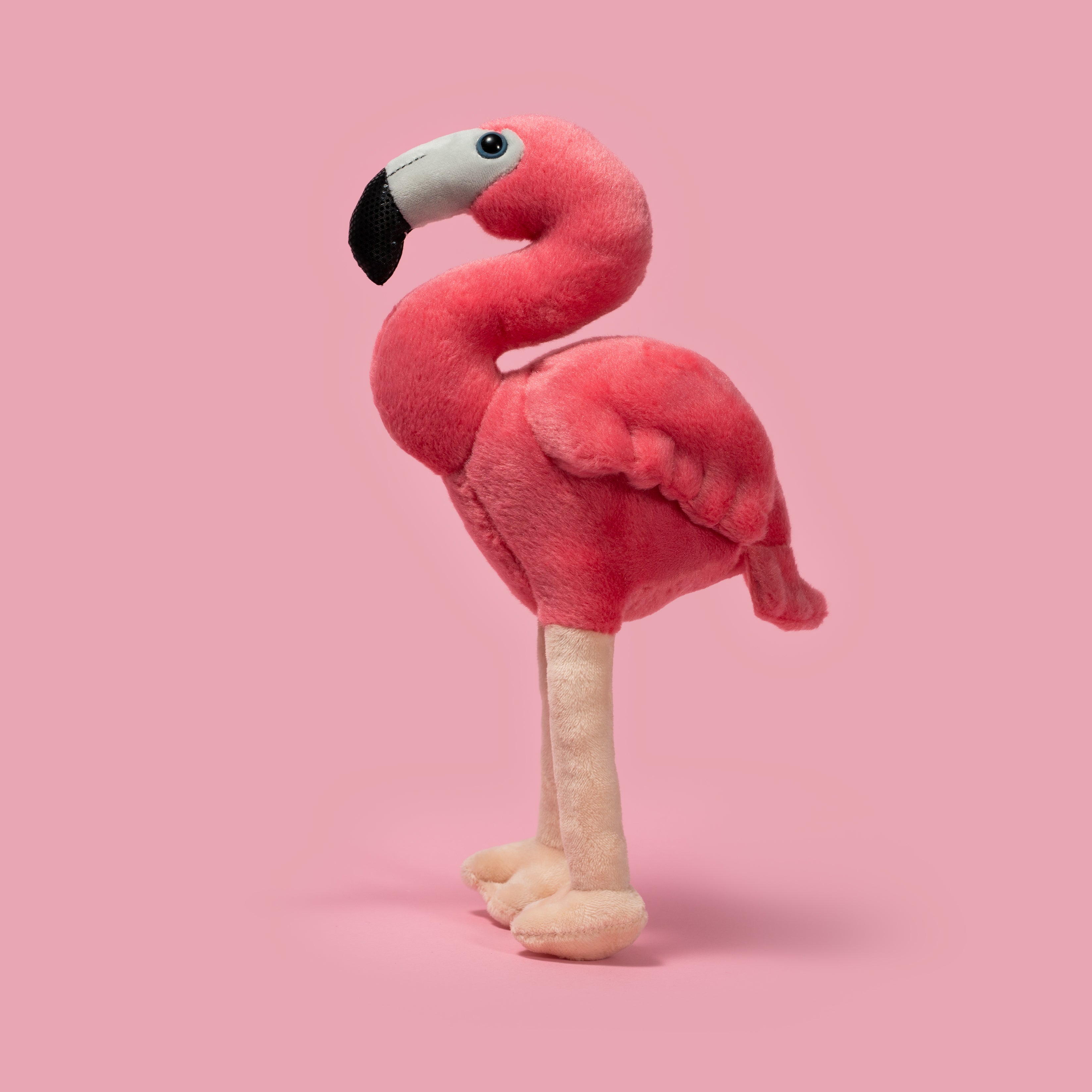 Pluszak flaming Wild Planet różowy miękki pluszowy ptak na jasnoróżowym tle