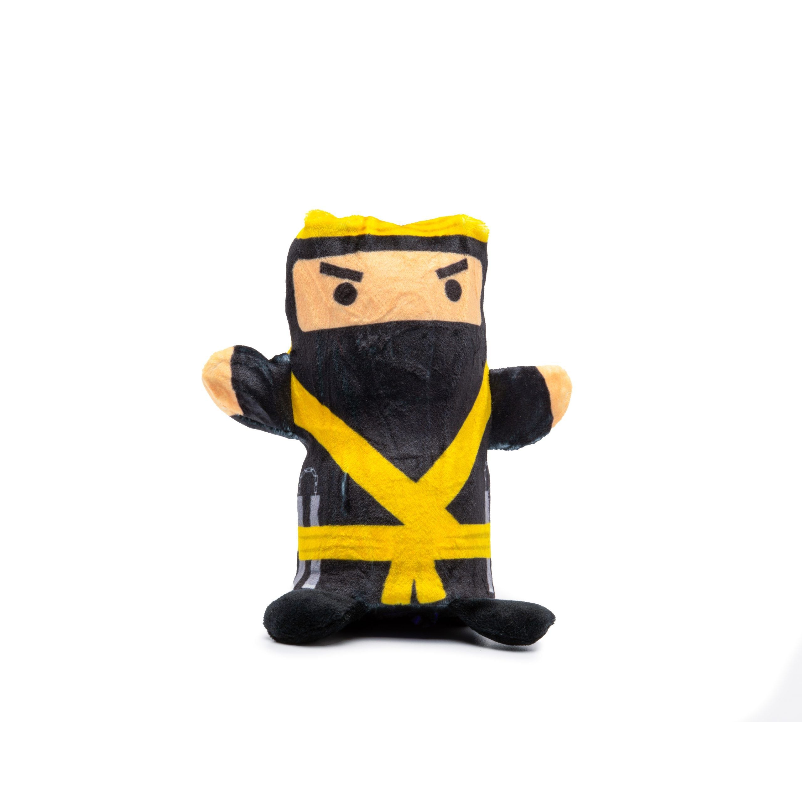 Pluszak ninja dla dzieci w czarno-żółtym stroju z miękkiego materiału od Yamann