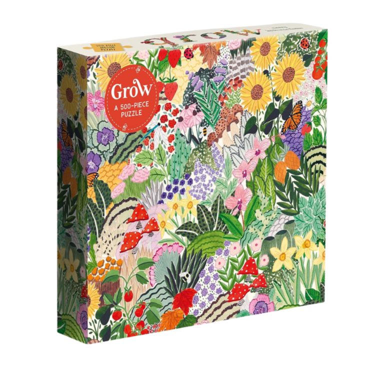Puzzle Galison 500 elementów z kolorowym motywem kwiatowym na opakowaniu