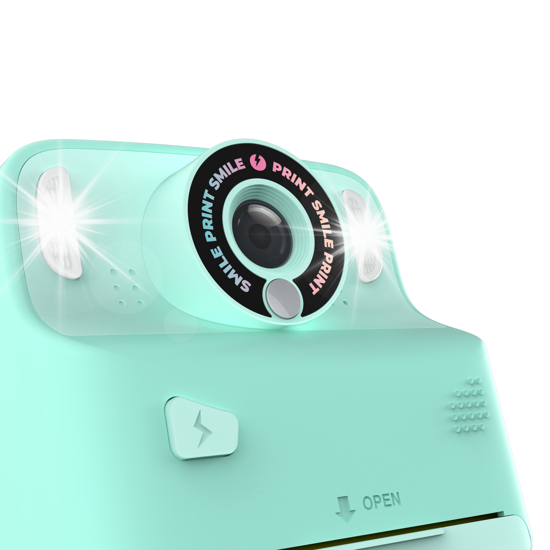Aparat cyfrowy z funkcją drukowania Yamann w kolorze miętowym z wbudowaną lampą błyskową