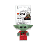 brelok LEGO Star Wars Grogu w czerwonym sweterku z zielonym szalikiem na metalowym kółku