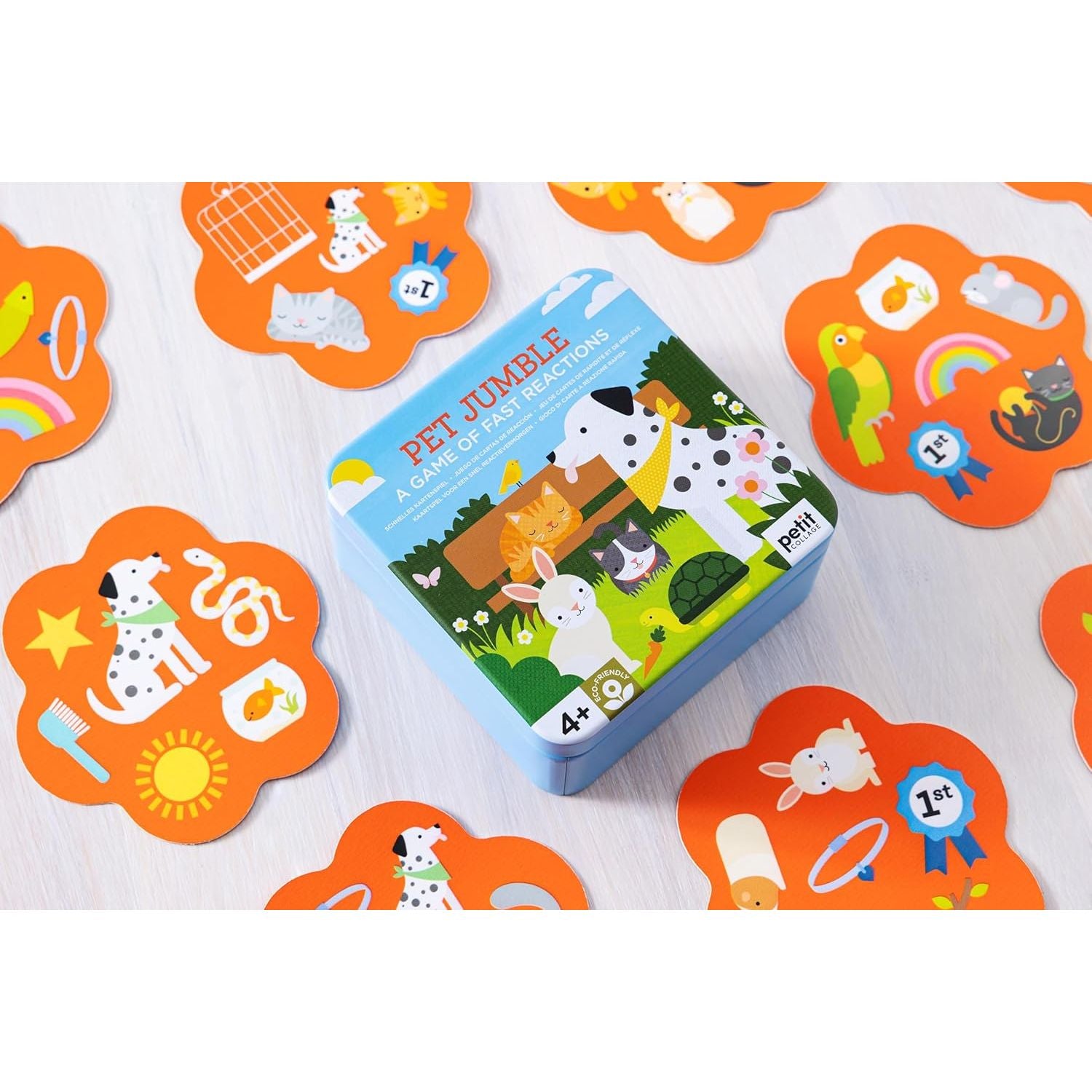 Gra znajdowanie obrazków zwierzęta Yamann Pet Jumble z ilustrowanymi kartami i pudełkiem