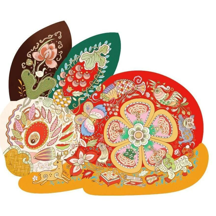 Kolorowe puzzle artystyczne dla dzieci mideer z motywami kwiatów i zwierząt na jasnym tle