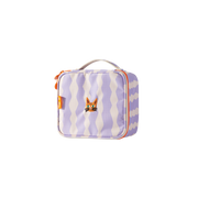 Kosmetyczka wodoodporna dla dzieci MOB z motywem kota w fioletowo-białe fale i uchwytem