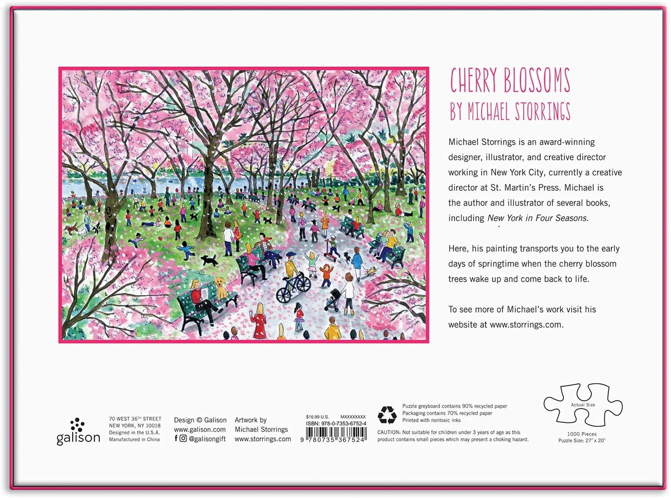 Puzzle 1000 elementów wiśnie obrazek kwitnących drzew wiśniowych i ludzi w parku