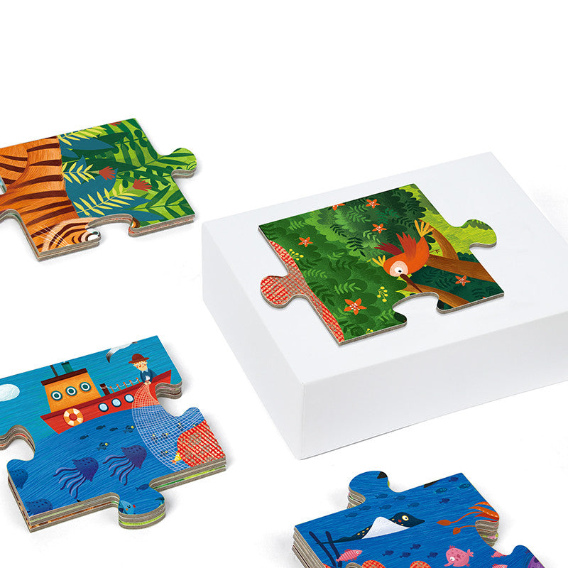 Sekretne puzzle 3D dla dzieci marki mideer z kolorowymi elementami lasu, zwierząt i oceanu