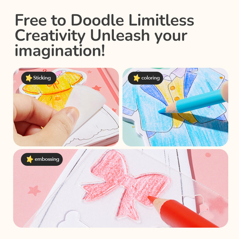 Kolorowanka i przebieranka dla dziewczynek od Yamann z naklejaniem, kolorowaniem i tłoczeniem