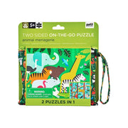 Dwustronne puzzle dla dzieci Petit Collage z motywem zwierząt dzikich w etui z paskiem