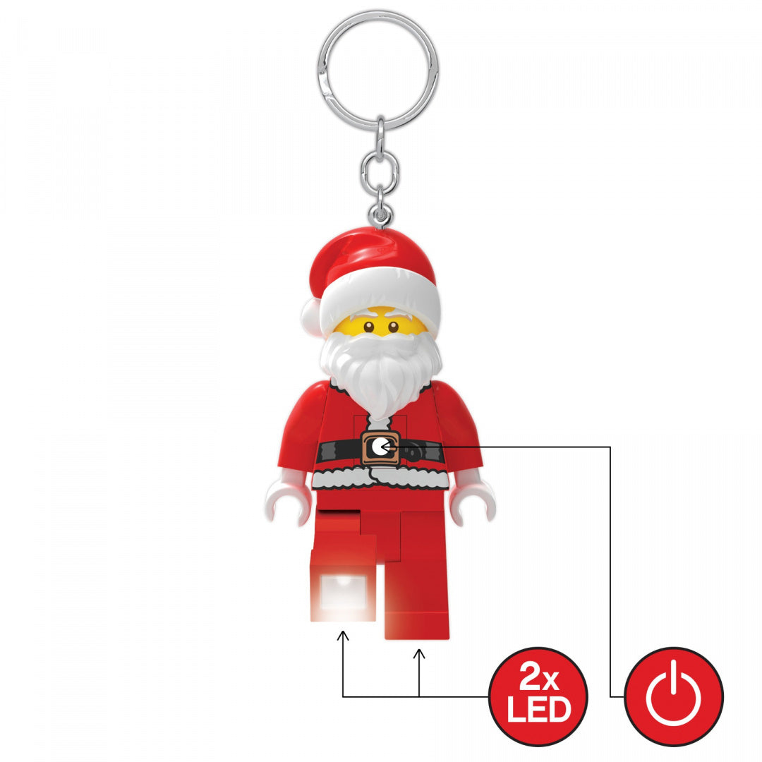 Brelok z latarką LEGO Mikołaj postać w czerwonym stroju świętego Mikołaja z funkcją LED