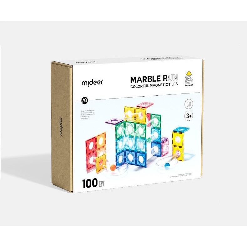 Klocki magnetyczne tor kulkowy Marble Run zestaw 100 elementów kolorowych płytek magnetycznych