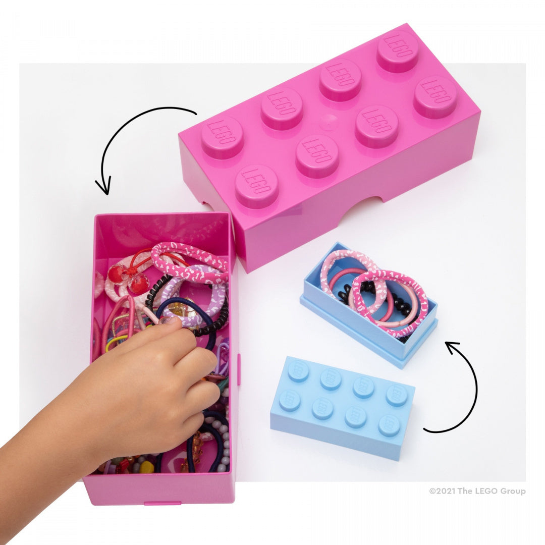 Lunchbox klocek LEGO różowy do przechowywania drobnych przedmiotów i akcesoriów