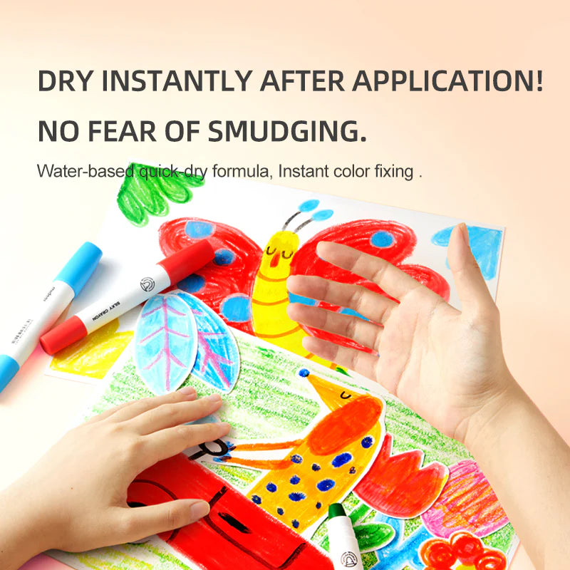 Ręce malujące kolorowankę przy użyciu wkłady do kredek mideer na bazie wody, szybkoschnące kolory