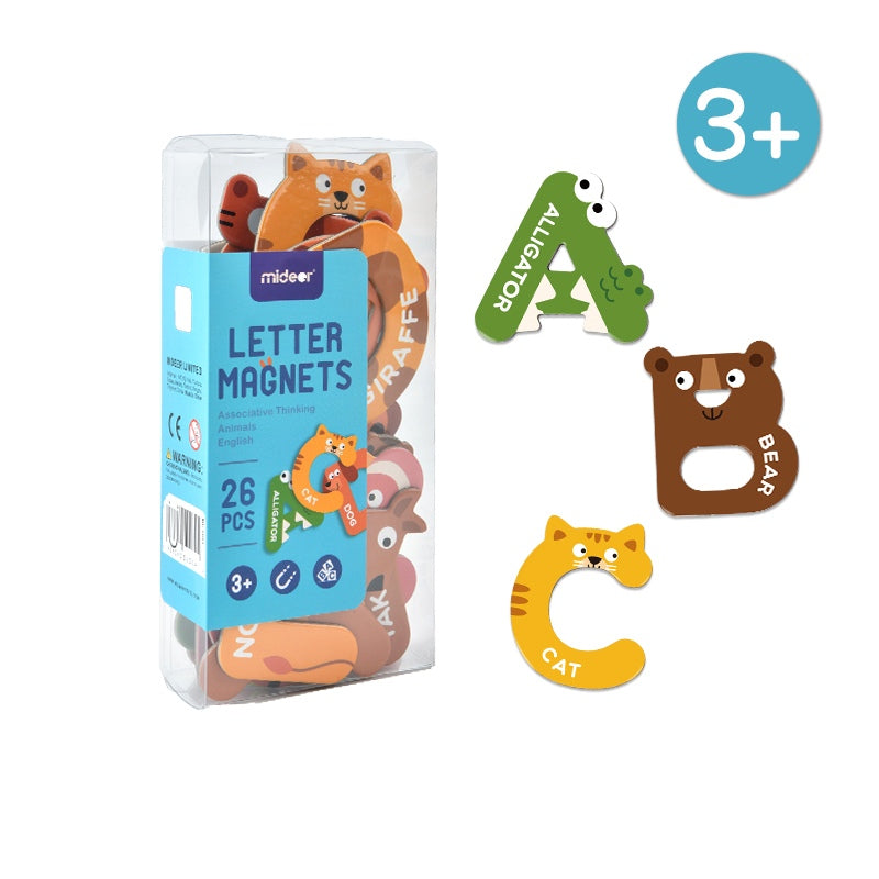 Magnetyczne litery dla dzieci w kształcie zwierząt do nauki alfabetu od Yamann
