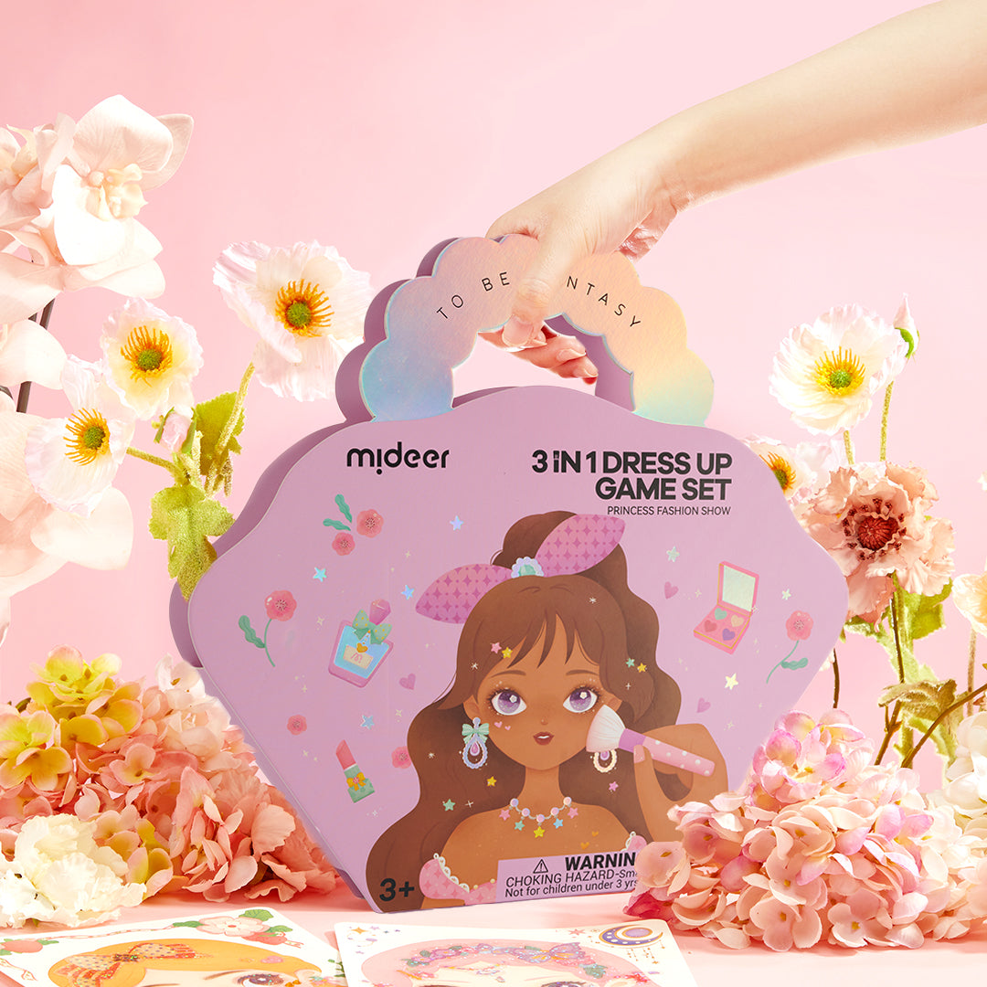 Zestaw przebierankowy dla dziewczynek 3w1 z motywem księżniczki w różowym opakowaniu