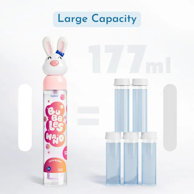 Płyn do baniek mydlanych dla dzieci marki mideer w butelce z króliczkiem o pojemności 177 ml