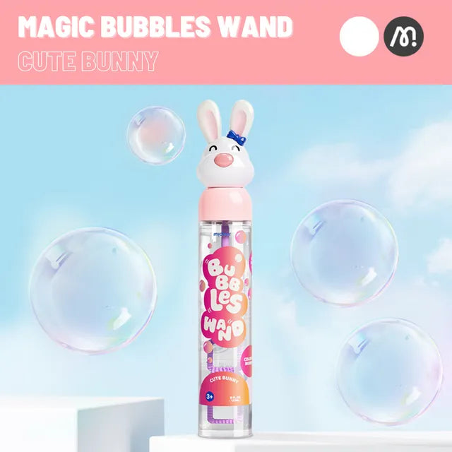 Płyn do baniek mydlanych dla dzieci marki mideer z różowym magicznym różdżką z królikiem