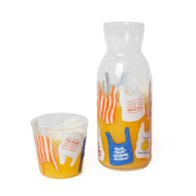 Karafka i szklanka z nadrukiem kolorowe wzory toreb na białym tle od WABOBA AB