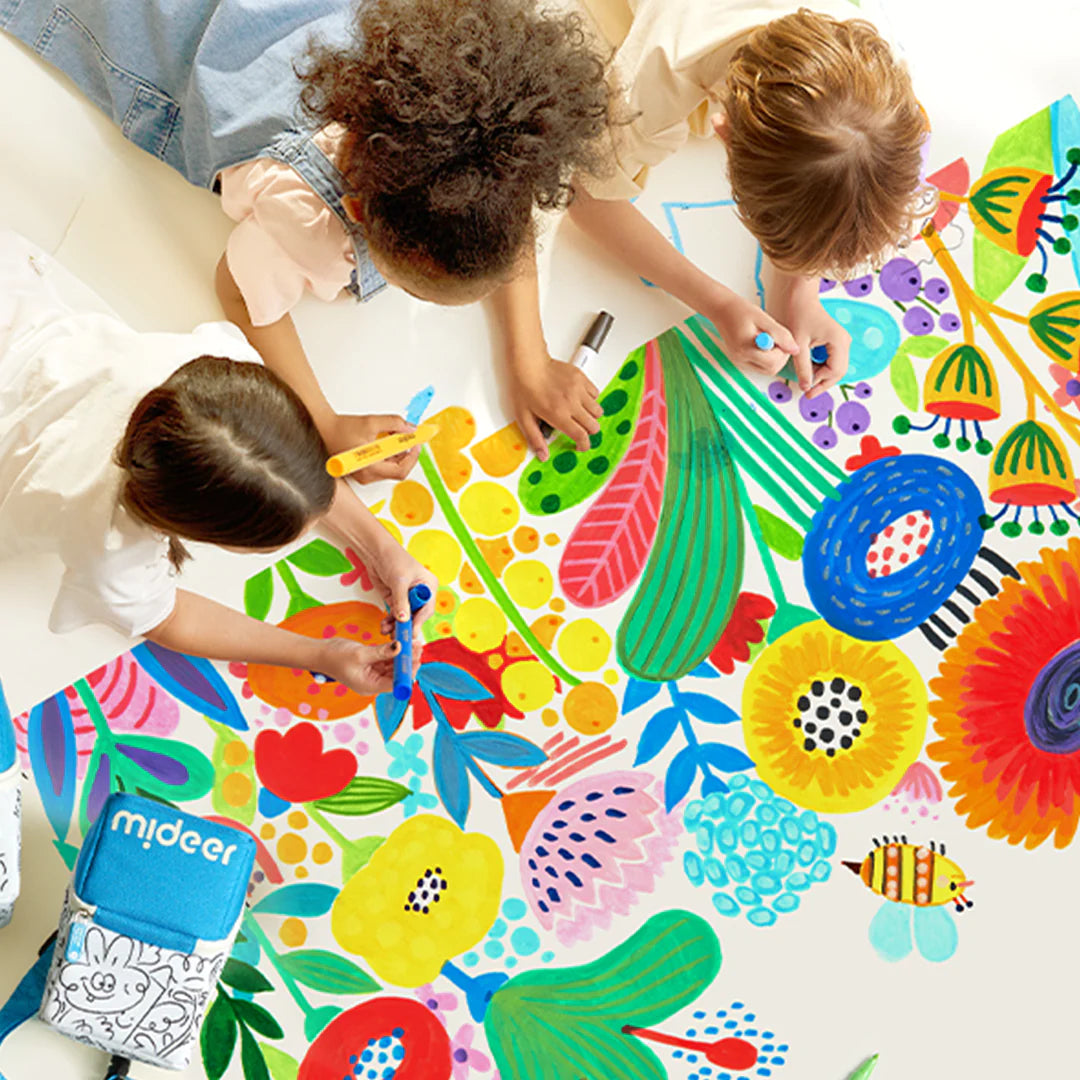 Dzieci malujące kwiaty na podłodze markery akrylowe z pędzelkową końcówką Yamann