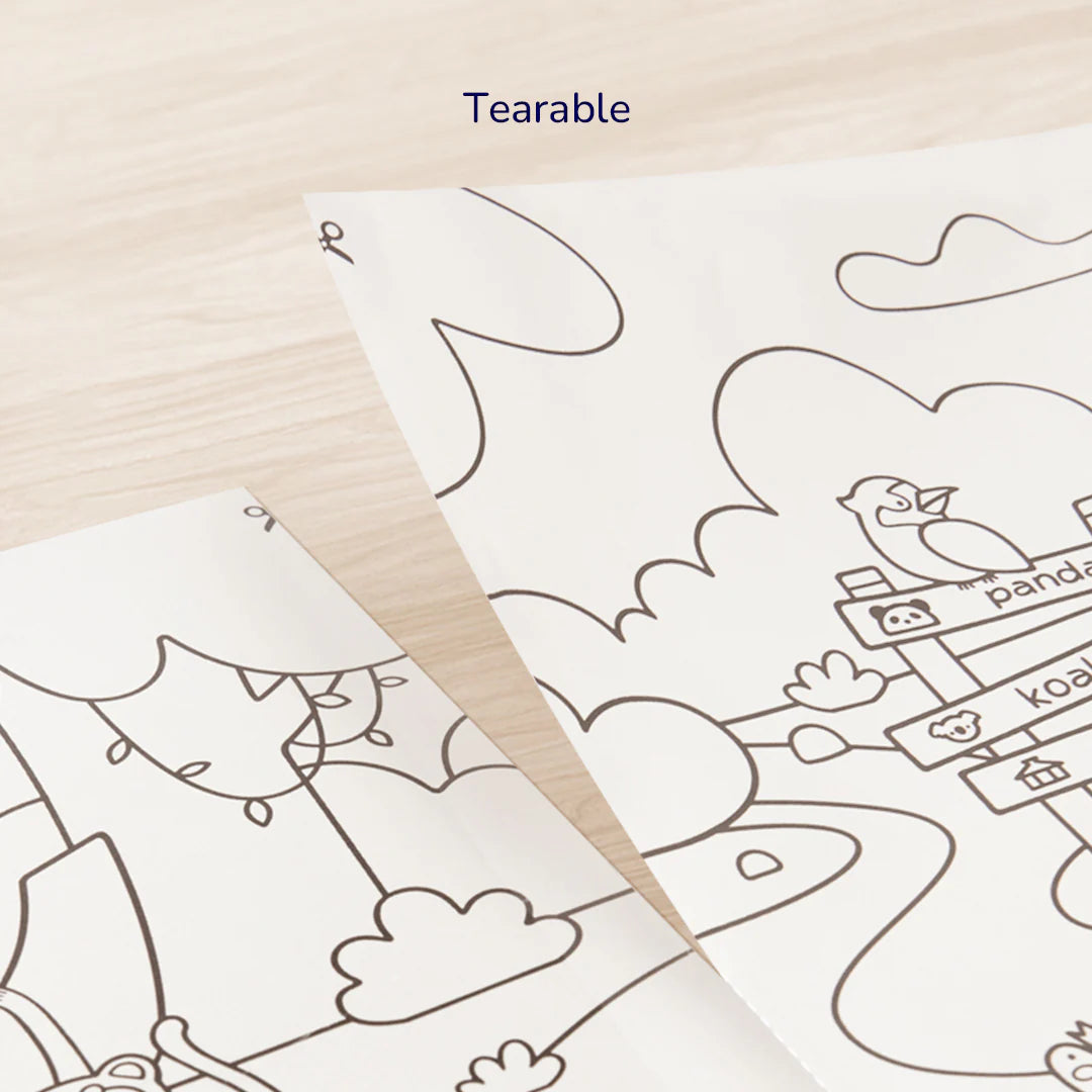 Kolorowanka w rolce dinozaury marki Yamann z czarno-białymi obrazkami do kolorowania i odrywanymi kartkami