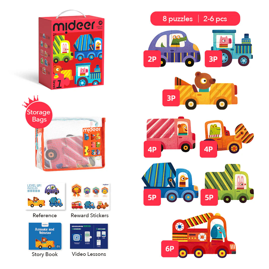 Puzzle dla dzieci transport zwierząt zestaw 8 układanek pojazdy z zwierzętami od Yamann