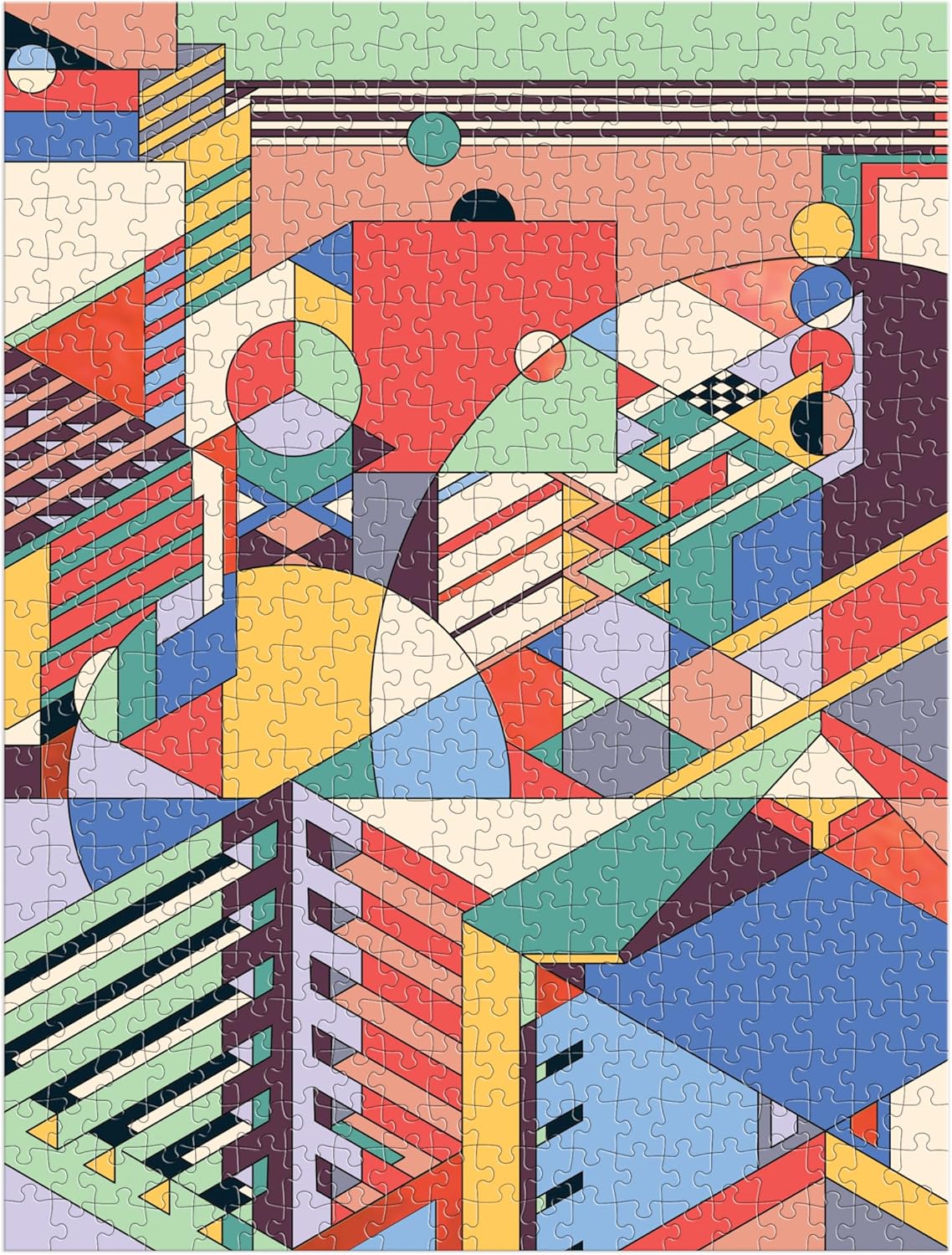 Kolorowe abstrakcyjne puzzle Frank Lloyd Wright 500 elementów od Galison z geometrycznym wzorem