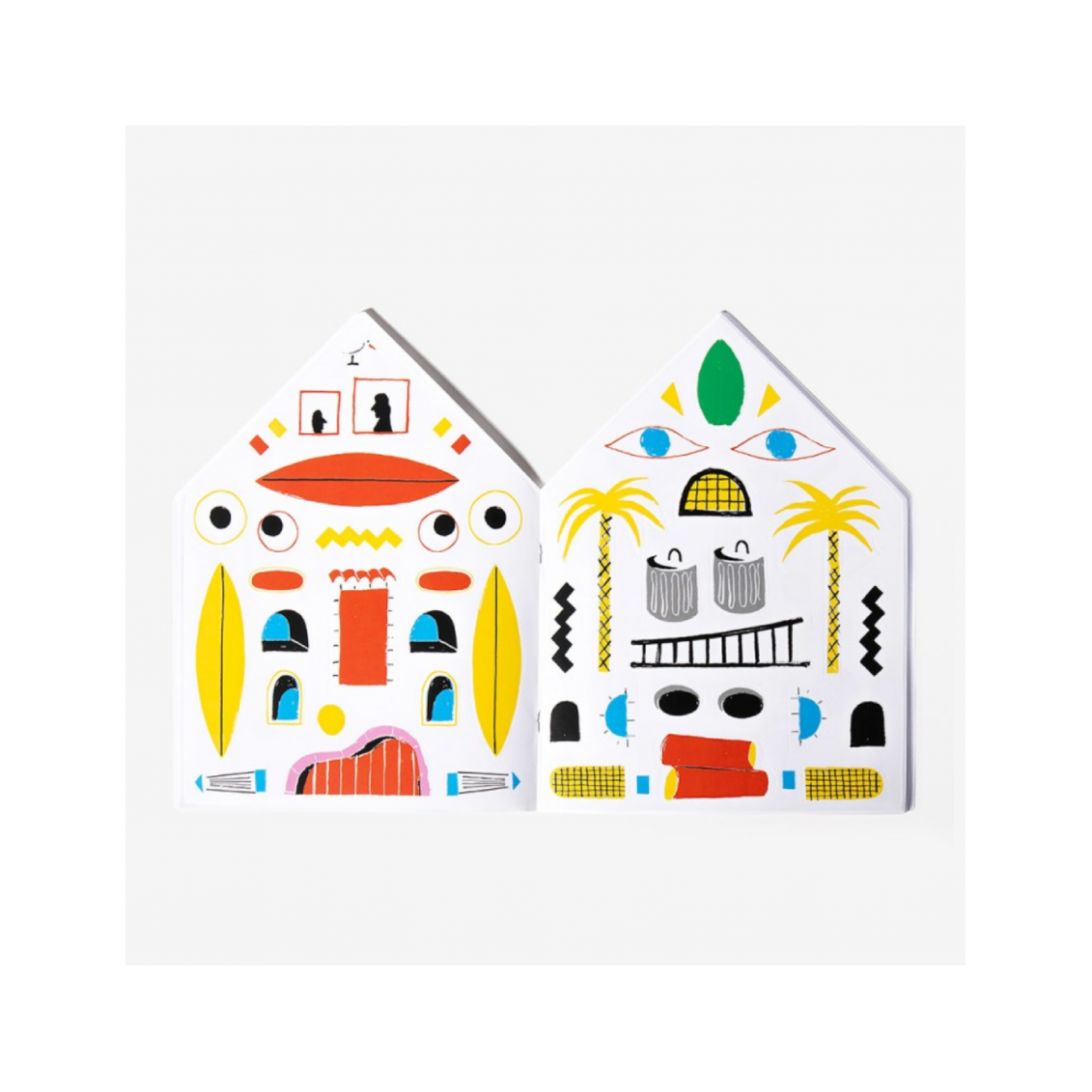 Książeczka do kolorowania domki w kształcie domków z kolorowymi wzorami i elementami dekoracyjnymi