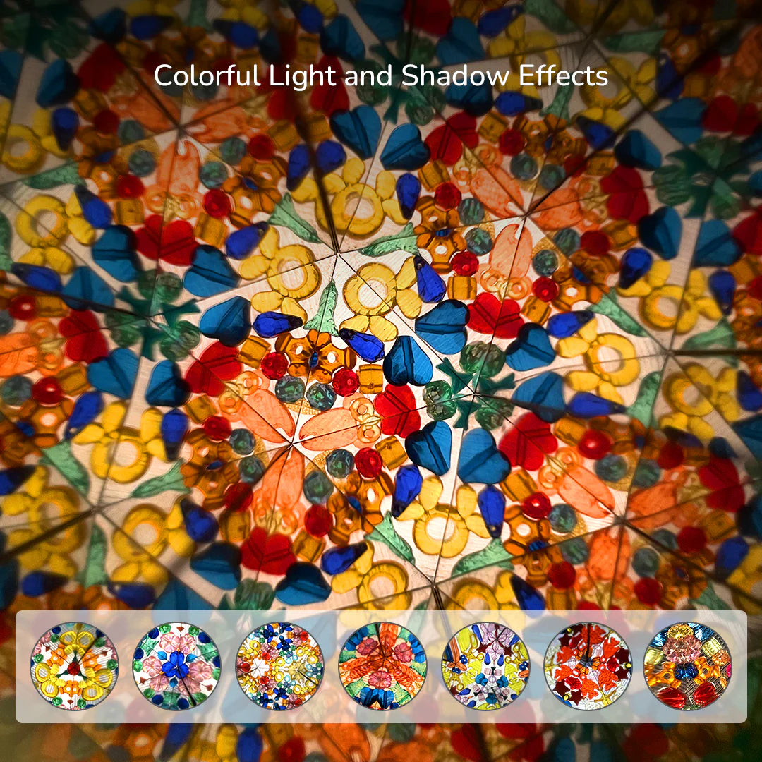 Kolorowy wzór światła i cienia widoczny przez kalejdoskop zwierzęca olimpiada od EMS DOIY