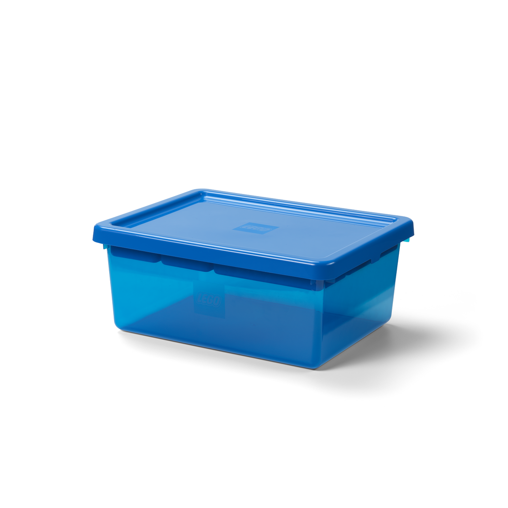 Niebieski pojemnik LEGO na klocki z pokrywą do przechowywania zabawek i klocków