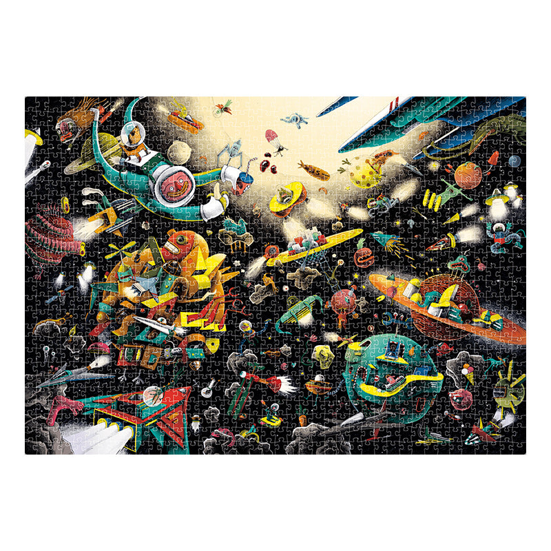 Kolorowe puzzle artystyczne 1000 elementów z kosmicznym motywem i fantastycznymi postaciami od mideer