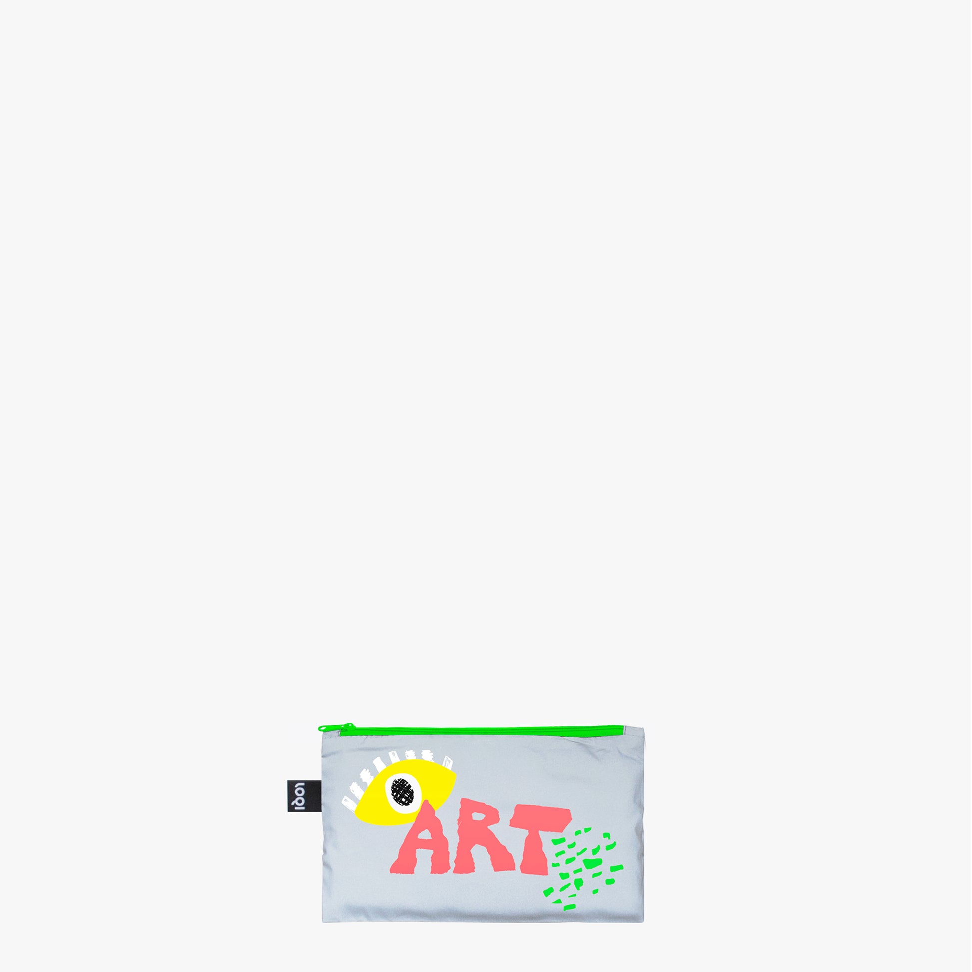 saszetki LOQI Classic Art odblaskowe szara saszetka z kolorowym nadrukiem oka i napisu ART