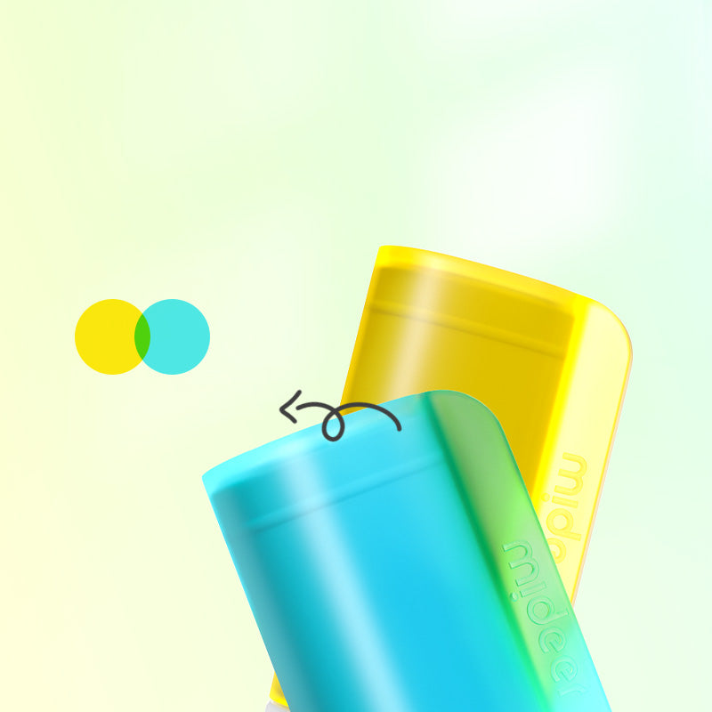 Markery półprzezroczyste dwustronne 36 kolorów w etui, pokazujące przezroczystość i nałożenie barw