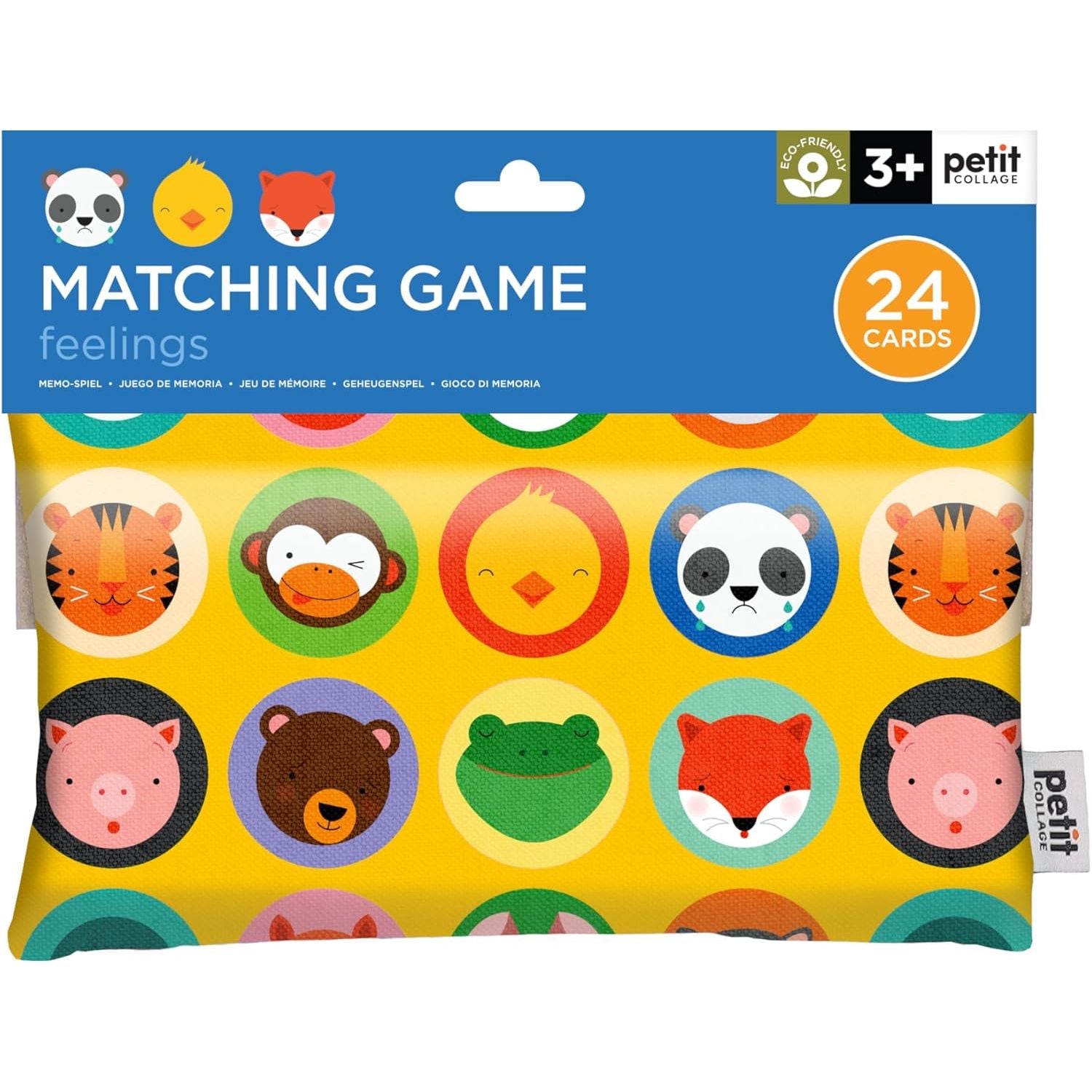 Gra memory emocje dla dzieci z kolorowymi kartami przedstawiającymi zwierzęta od Yamann