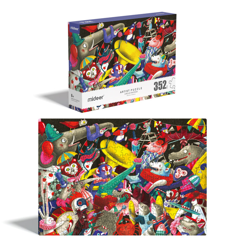 Puzzle artystyczne mideer z kolorową ilustracją postaci i zwierząt, 352 elementy