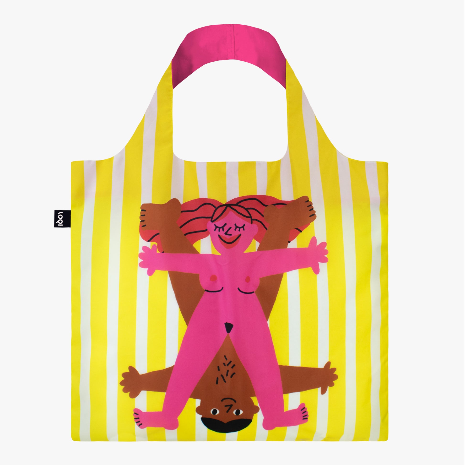 Torba podręczna Star Couples Yamann w żółto-białe paski z kolorową grafiką postaci