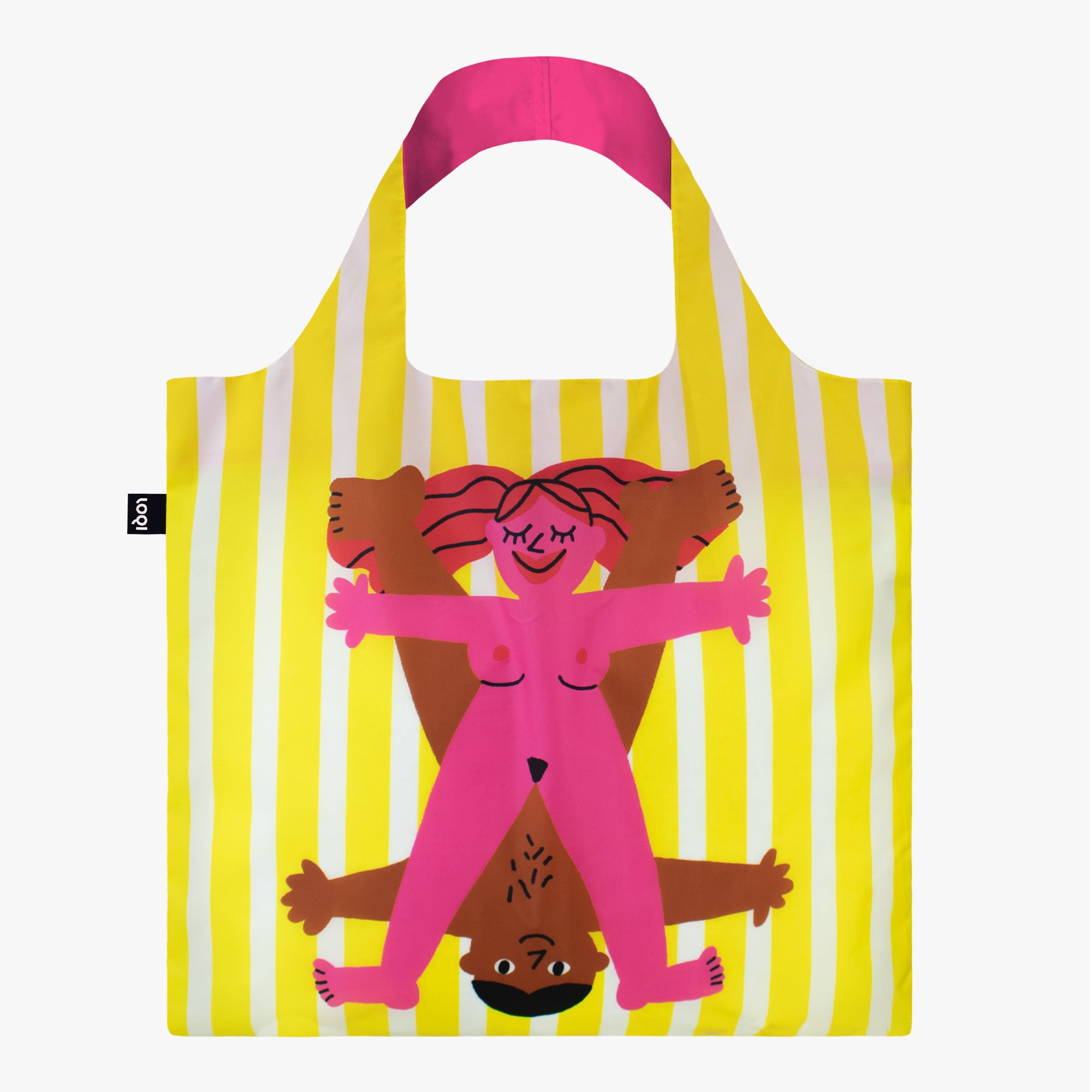 Torba podręczna Star Couples Yamann w żółto-białe paski z kolorową grafiką postaci